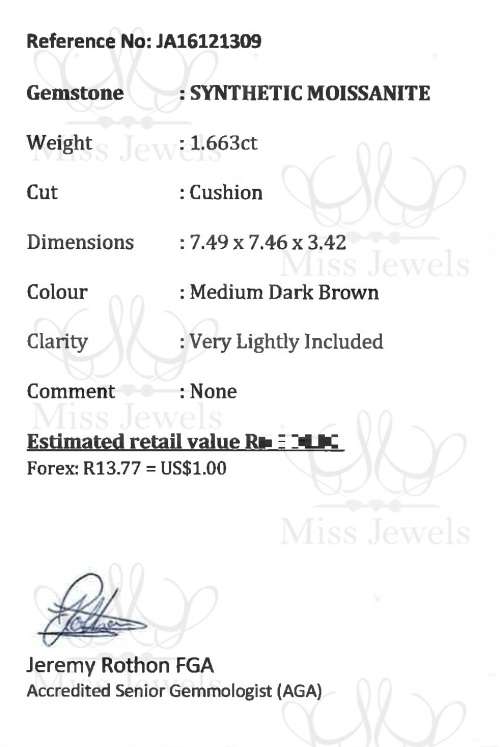 1.663ct Dark Brown Moissanite