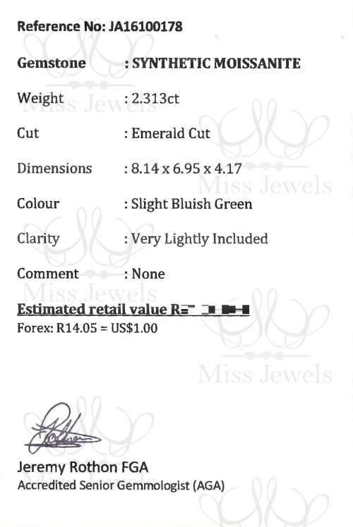2.313ct Slight Bluish Green Moissanite