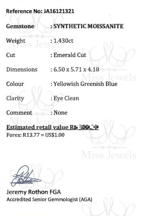 1.43ct Yellowish Greenish Blue Moissanite