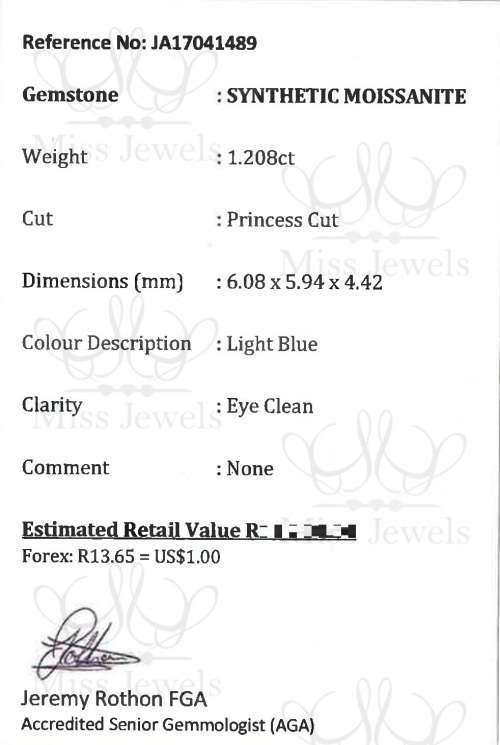 1.208ct Light Blue Moissanite