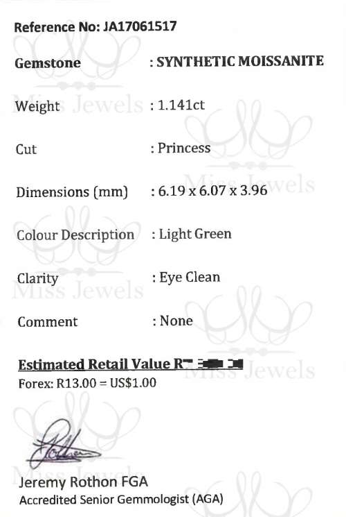 1.141ct Light Green Moissanite