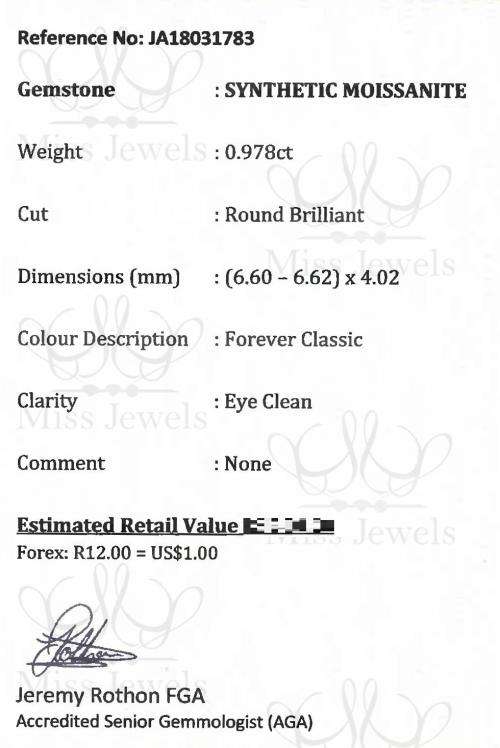 0.978ct Forever Classic Moissanite