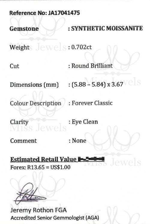 0.702ct Forever Classic Moissanite