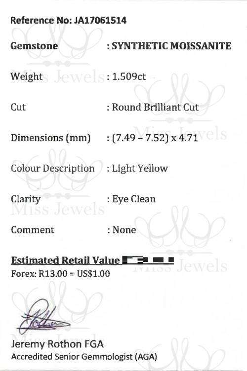 1.509ct Light Yellow Moissanite