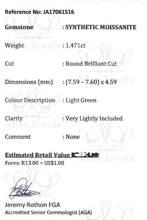 1.471ct Light Green Moissanite