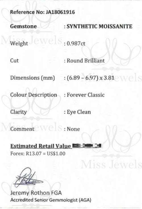 0.987ct Forever Classic Moissanite