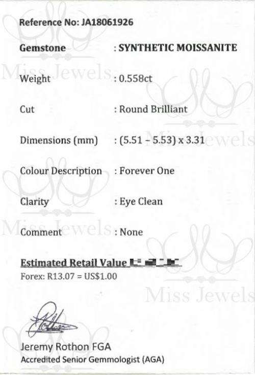 0.558ct Forever One Moissanite