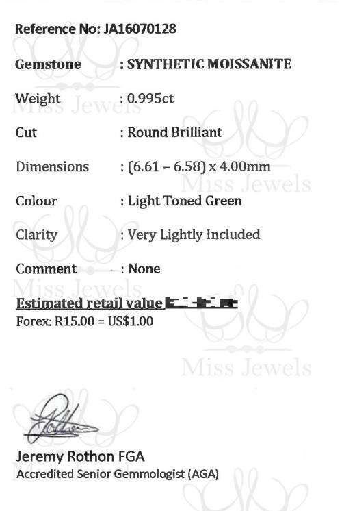 0.99ct Light Green Moissanite