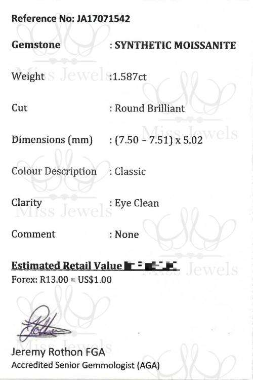 1.587ct Classic Moissanite