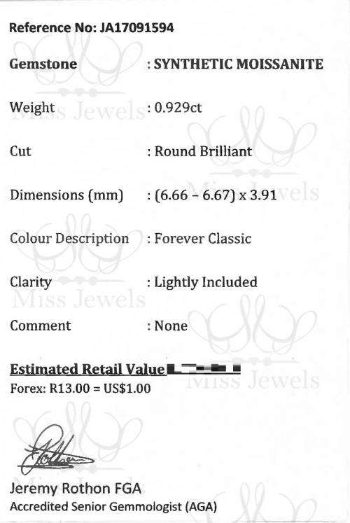 0.929ct Forever Classic Moissanite
