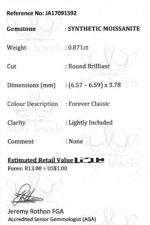 0.871ct Forever Classic Moissanite