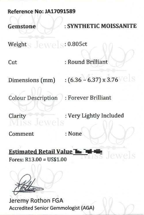 0.805ct Forever Brilliant Moissanite