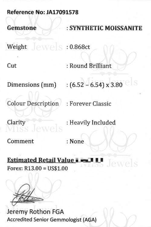 0.868ct Forever Classic Moissanite