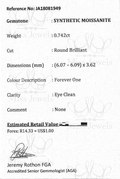 0.742ct Forever One Moissanite