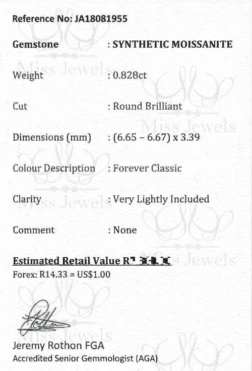 0.828ct Forever Classic Moissanite