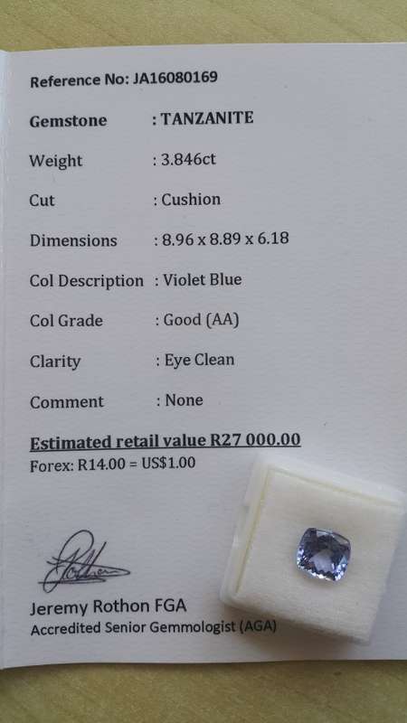 3.846ct Cushion Cut Genuine Tanzanite