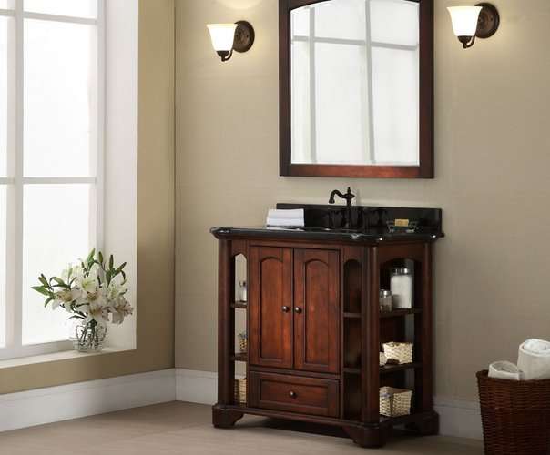 Mahagony stained bathroom vanity