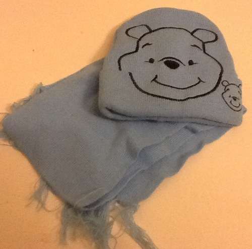 Winter beanie HAT & SCARF SET - winnie the pooh blue