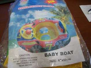Baby boat swimming float with steering wheel 67x50cm -main colour YELLOW
