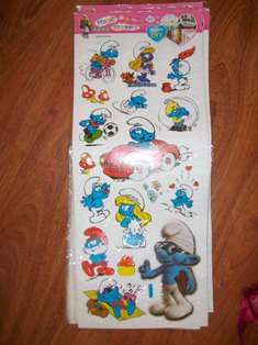 SMURFS STICKER sheet - size of sheet 58x23cm wall sticker, room decor