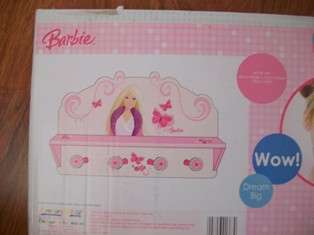 BARBIE WALL SHELF WITH HOOKS - 40 CM WIDE X 10CM DEEP X 28CM HIGH