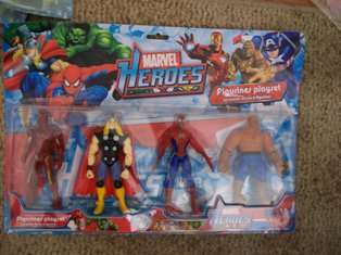 MARVEL HEROES - FIGURINES PLAYSET - IRON MAN, SPIDERMAN, THING, Thor