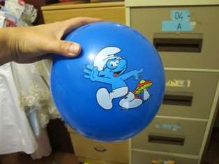 SMURF blue ball - pic various from photo - ball will not be send blown up