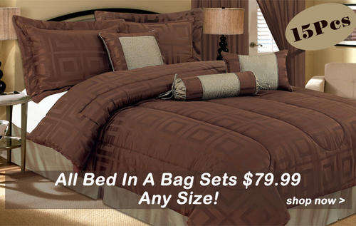 Bed in a box - Dark brown & golden brown KING SIZE 15 PIECE COMFORTER SET - BARGAIN!!!!!!!