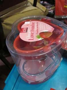 Chocolate Love Fondue - shaped in a red heart - perfect for Valentine's night