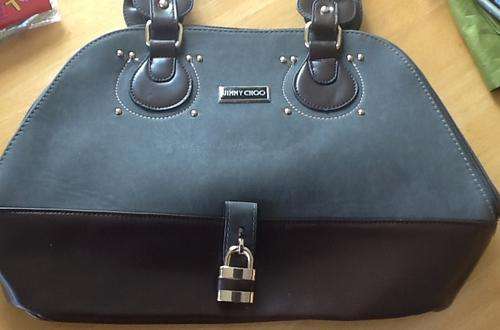 Jimmy choo ladies leather handbag - brown and grey