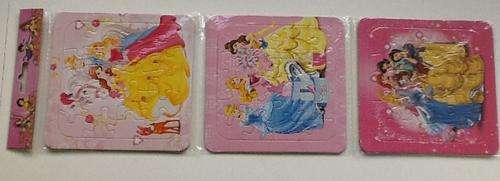 Princess 12 PIECE MINI PUZZLE - 3 puzzles in pack - great for party favor