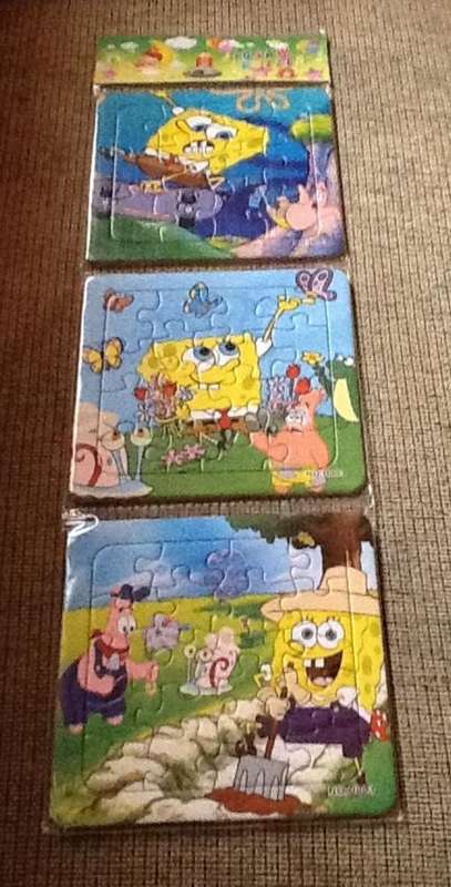 spongebob 16 PIECE MINI PUZZLE - 3 puzzles in pack - great for party favor