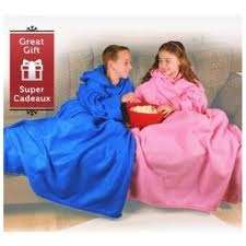 Sleeved Fleece blanket - snuggle up - for kids - blue
