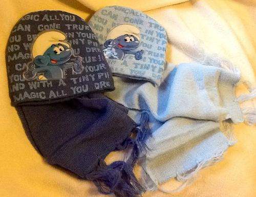 Smurfs light blue HAT & SCARF SET - was R50