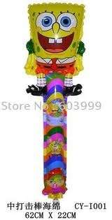 KIDS party spongebob blow up with straw balloon with rattle