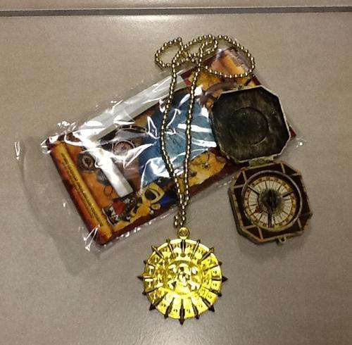pirates PARTY favor - compass and plastic gold coin necklace