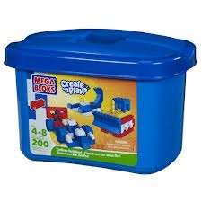 Mega bloks create n play in blue bucket - 200 qpieces in set