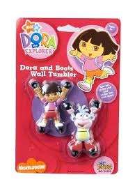Dora and boots wall tumblers +-5.5cm - toss them at the wall and see them walk down
