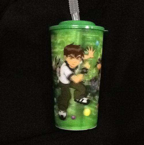 Ben 10 PLASTIC CUP WITH STRAW - 3D PIC - 14cm - great party favor
