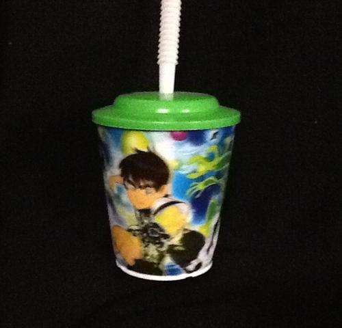 BEN 10 PLASTIC CUP WITH STRAW - 3D PIC 8.5CM - great party favor