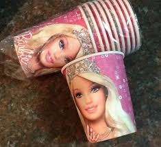 Barbie kids party paper glasses / cups (10)