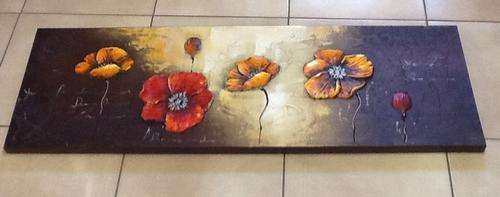 Art canvas orange and red flowers 150x50cm - wall picture painting