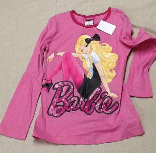 Girls pink long sleeve barbie shirt - Edgars - size 7-8 yr