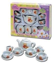 Mini porcelain teddy bear tea set - 13 pieces