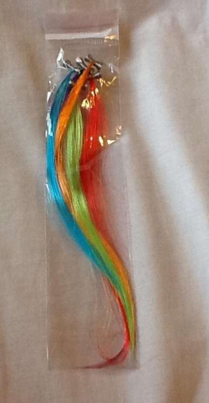 Colored hair strip clip ons - multi colors - great party favor - 5 clips in pack
