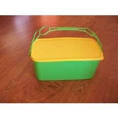 Tupperware large carrier storer with handle - green with yellow lid - was R200