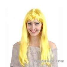 Yellow  wig long hair - dress up - smurfette