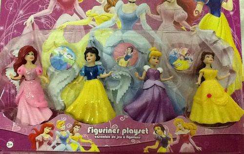 Princess set of 4 figurines - great for cake topper - with badges 9cm - ariel, snow white, cinderell
