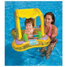 Baby boat swimming float with canopy / sunshade - lime green!!!