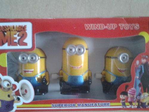 despicable me wind up minions toys (3 in pack) 9cm - work for cake toppers also